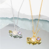 S925 Sterling Silver 18k Agate Purple Zircon Collar Chain Necklace