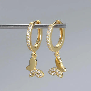 Zircon Butterfly Dangle Earrings