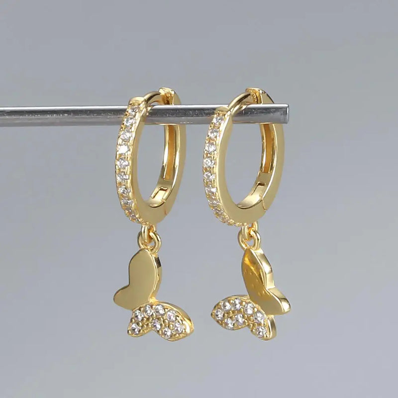 Zircon Butterfly Dangle Earrings