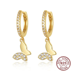 Zircon Butterfly Dangle Earrings