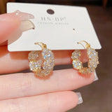 14K Plated Flower Zircon Earrings for Christmas Party