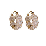 14K Plated Flower Zircon Earrings for Christmas Party