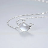Women's Silver Chalcedony Whale Pendant Necklace