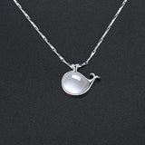 Women's Silver Chalcedony Whale Pendant Necklace