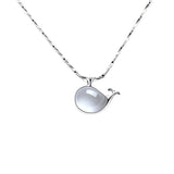 Women's Silver Chalcedony Whale Pendant Necklace