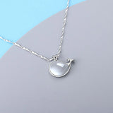 Women's Silver Chalcedony Whale Pendant Necklace