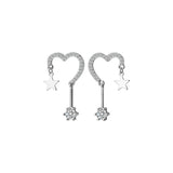 Women's Silver Zircon Star Tassel Long Earrings