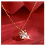 Silver Rose Fresh Jade Tiger Pendant Necklace XL1202