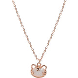 Silver Rose Fresh Jade Tiger Pendant Necklace XL1202