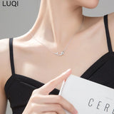 Women's Silver Rose Zircon Fishtail Dolphin Pendant Necklace