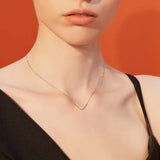 Women's Silver Zircon V-Shaped Necklace XL584
