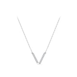 Women's Silver Zircon V-Shaped Necklace XL584