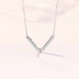 Women's Silver Zircon V-Shaped Necklace XL584