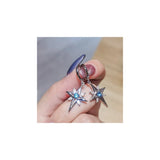 Women's Silver Zircon Hollow Star Earrings