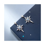 Women's Silver Zircon Hollow Star Earrings