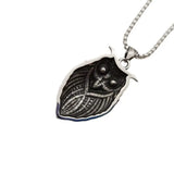 Night Owl Charm Necklace Stainless Steel Red Crystal Eyes Pendant