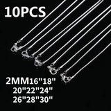 925 Sterling Silver 2MM Snake Chain Necklace 16-30 Inches
