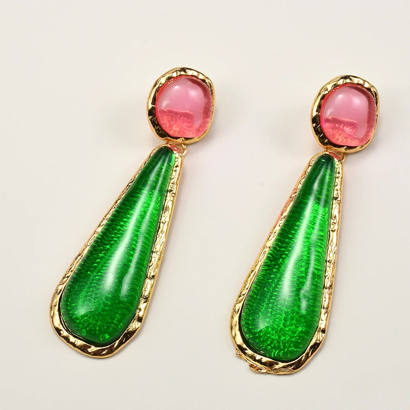 Geometric Resin Long Earrings Vintage Statement Jewelry