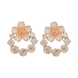 Zircon Pearl Flower Earrings Sweet Wind Earrings