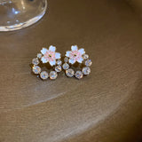 Zircon Pearl Flower Earrings Sweet Wind Earrings