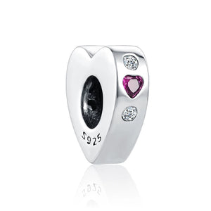 925 Silver Zirconia Spacer Pink Clip Beads