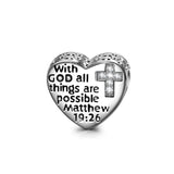 925 Silver Heart Cross Nurse Bead Charm for Bracelet DIY Jewelry