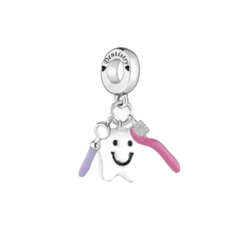 925 Silver Heart Cross Nurse Bead Charm for Bracelet DIY Jewelry