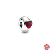 925 Silver Love Hearts Bead Cat Charm for Bracelet DIY Women Jewelry