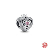 925 Silver Love Hearts Bead Cat Charm for Bracelet DIY Women Jewelry