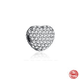 925 Silver Love Hearts Bead Cat Charm for Bracelet DIY Women Jewelry