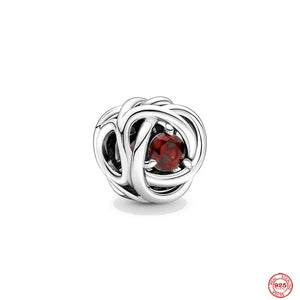 925 Sterling Silver January Birthstone Eternity Circle Charm Pendant Dangle