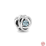 925 Sterling Silver January Birthstone Eternity Circle Charm Pendant Dangle