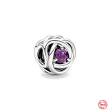 925 Sterling Silver January Birthstone Eternity Circle Charm Pendant Dangle