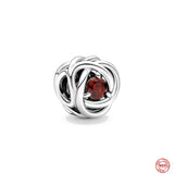 925 Sterling Silver January Birthstone Eternity Circle Charm Pendant Dangle