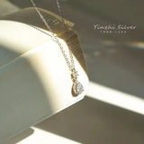 925 Silver Teardrop Necklace Zirconia Charm Women's Jewelry