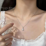 925 Silver Teardrop Necklace Zirconia Charm Women's Jewelry