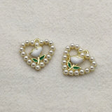 19mm Pearl Rhinestone Heart Charm DIY Jewelry Findings