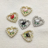 19mm Pearl Rhinestone Heart Charm DIY Jewelry Findings