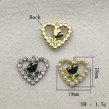 19mm Pearl Rhinestone Heart Charm DIY Jewelry Findings