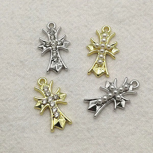 21x12mm Pearl/Rhinestone Charm Necklace/Earring DIY 100pcs
