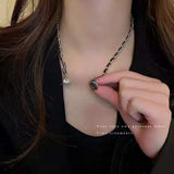Creative Magnet Stitching Rhinestone Necklace Clavicle Chain