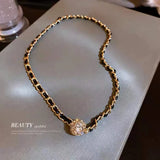 Creative Magnet Stitching Rhinestone Necklace Clavicle Chain
