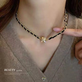 Creative Magnet Stitching Rhinestone Necklace Clavicle Chain