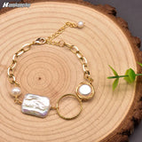 Freshwater Baroque Pearl Geometric Bracelet Bangle