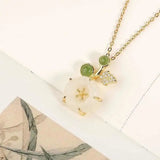 Hetian Jade Flower Diamond Pendant Necklace Romantic Jewelry