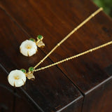 Hetian Jade Flower Diamond Pendant Necklace Romantic Jewelry