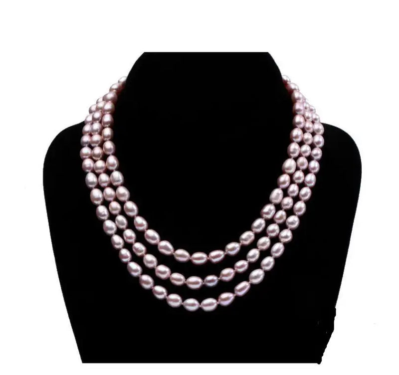 Lavender 7-8mm Oval Pearl Necklace