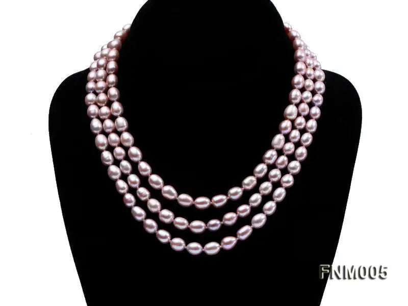 Lavender Pearl Necklace 7-8mm 3-Strand