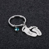 Newborn Baby State Keychain Personalized Gift with Birthstone