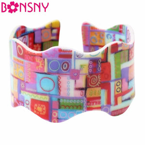 Newei Acrylic Geometric Pattern Bangles For Women Jewelry